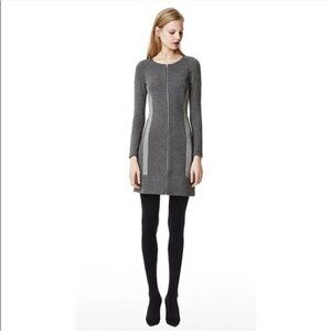 Theory Cheyenne Zipper 3/4 Sleeve Front Color Block Dress